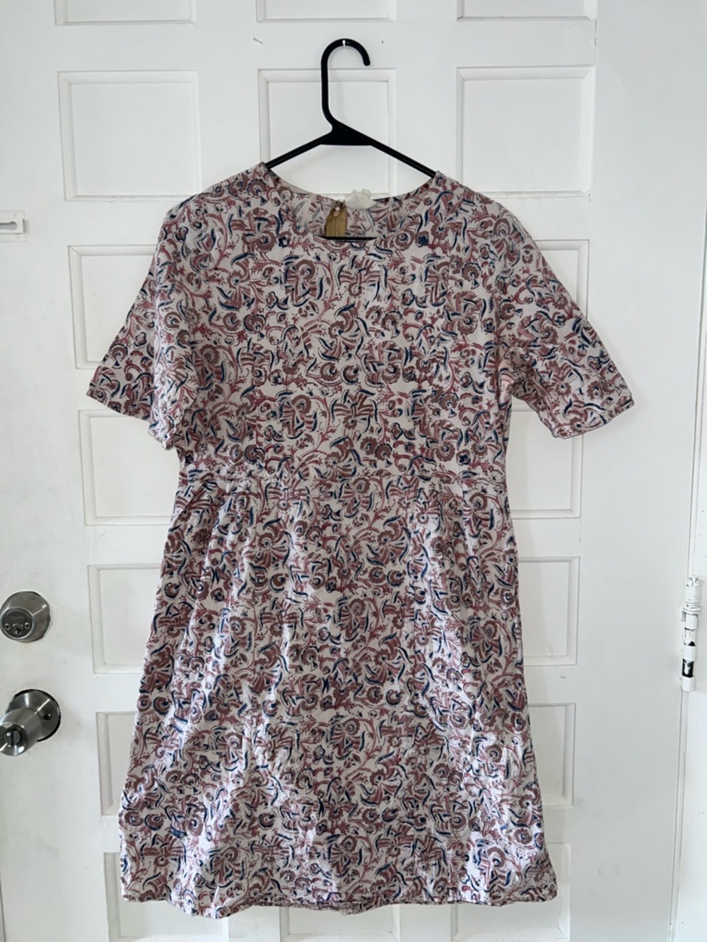 Mata Traders Pink and Navy Paisley Short Sleeve Dress